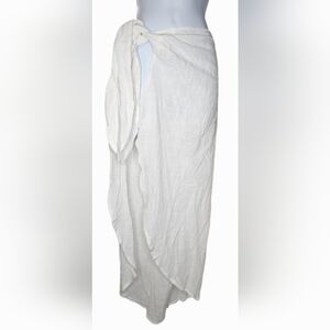 NWT Lost + Wander Tie Sarong Cover Up Linen Skirt WSWAV6103-2 White Size M